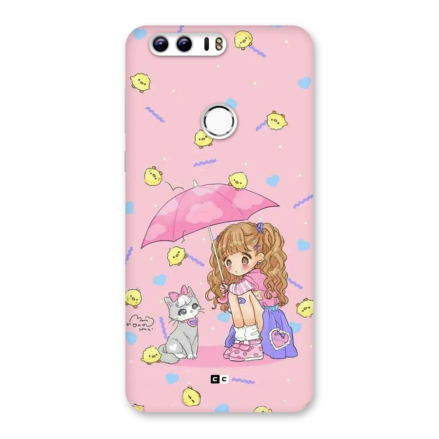 Girl With Cat Back Case for Honor 8