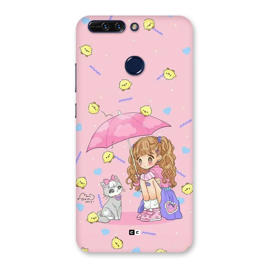 Girl With Cat Back Case for Honor 8 Pro