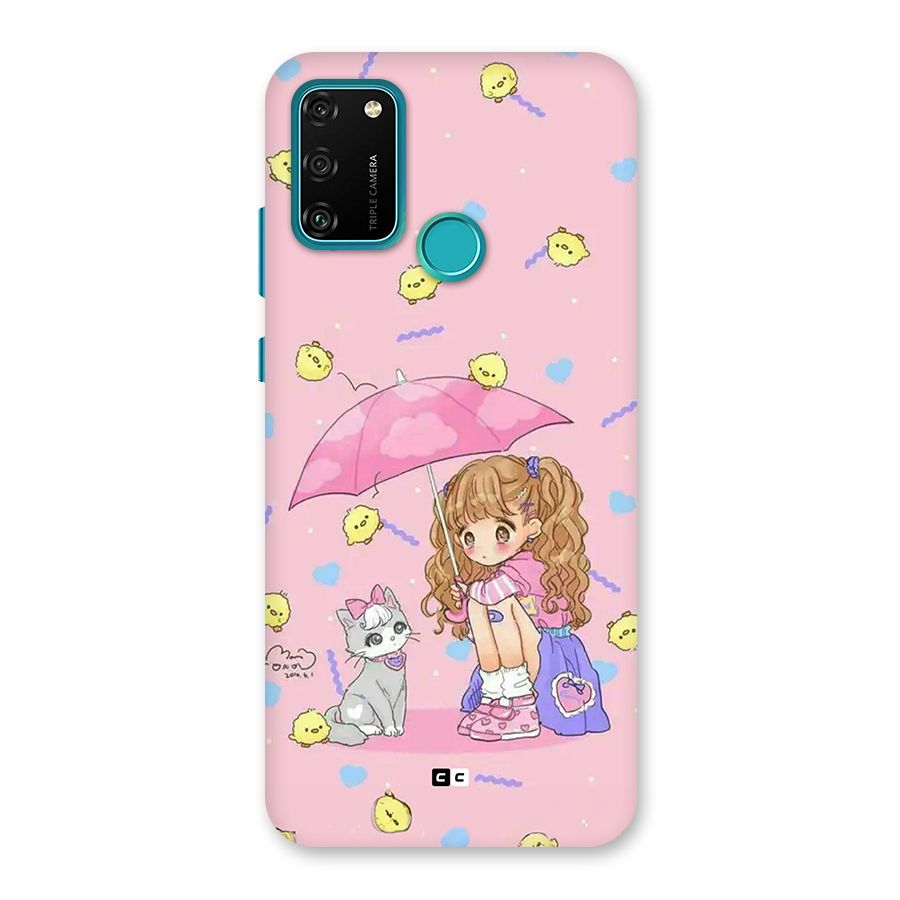 Girl With Cat Back Case for Honor 9A