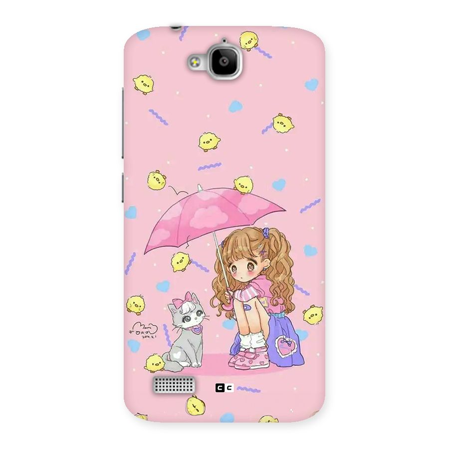 Girl With Cat Back Case for Honor Holly