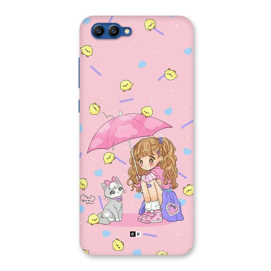 Girl With Cat Back Case for Honor View 10