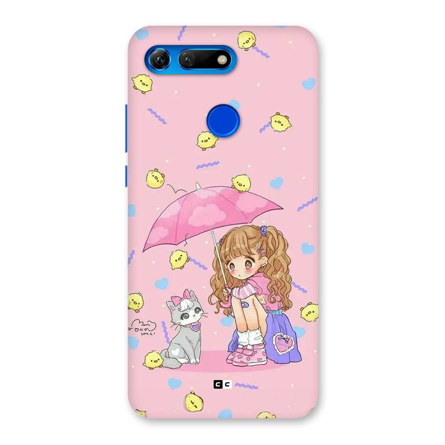 Girl With Cat Back Case for Honor View 20