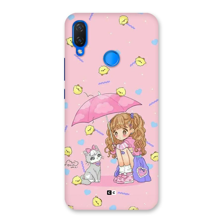 Girl With Cat Back Case for Huawei P Smart Plus