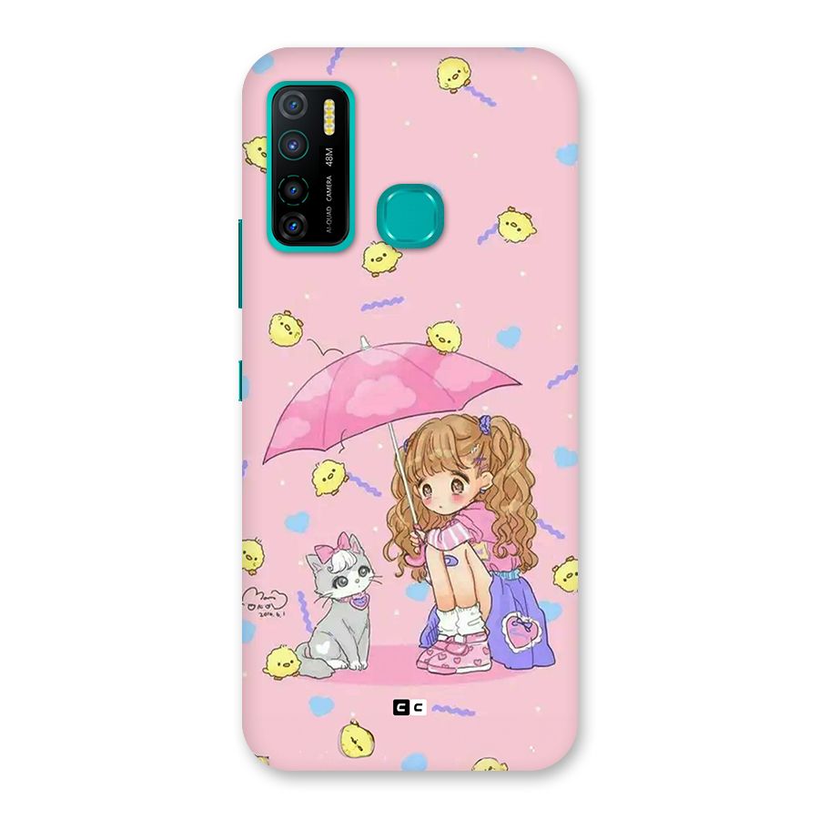 Girl With Cat Back Case for Infinix Hot 9 Pro