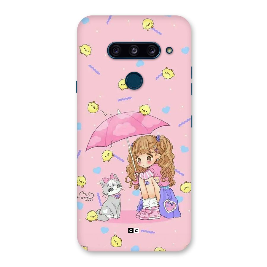 Girl With Cat Back Case for LG  V40 ThinQ