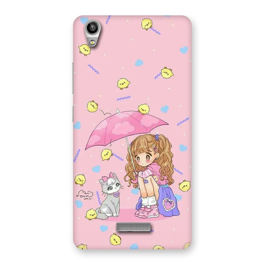 Girl With Cat Back Case for Lava Pixel V1