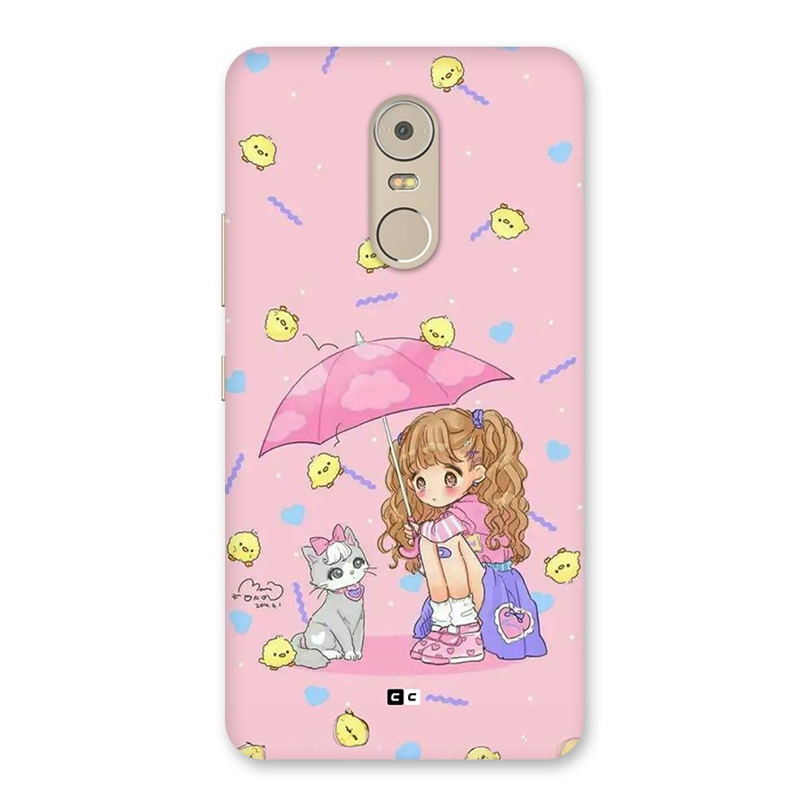 Girl With Cat Back Case for Lenovo K6 Note