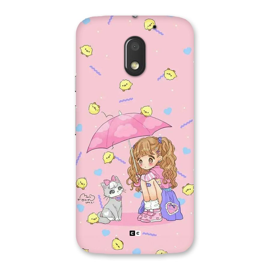 Girl With Cat Back Case for Moto E3 Power
