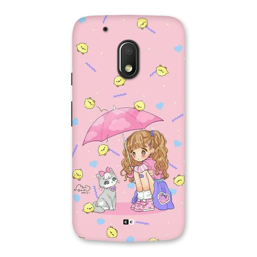 Girl With Cat Back Case for Moto G4 Play