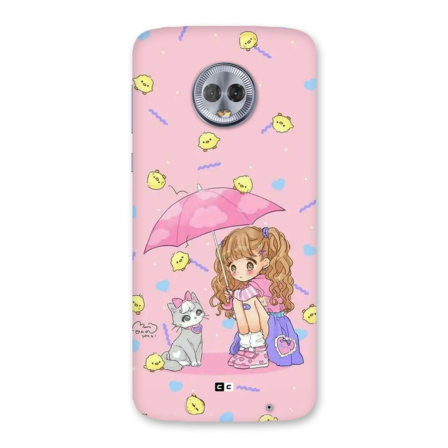 Girl With Cat Back Case for Moto G6 Plus