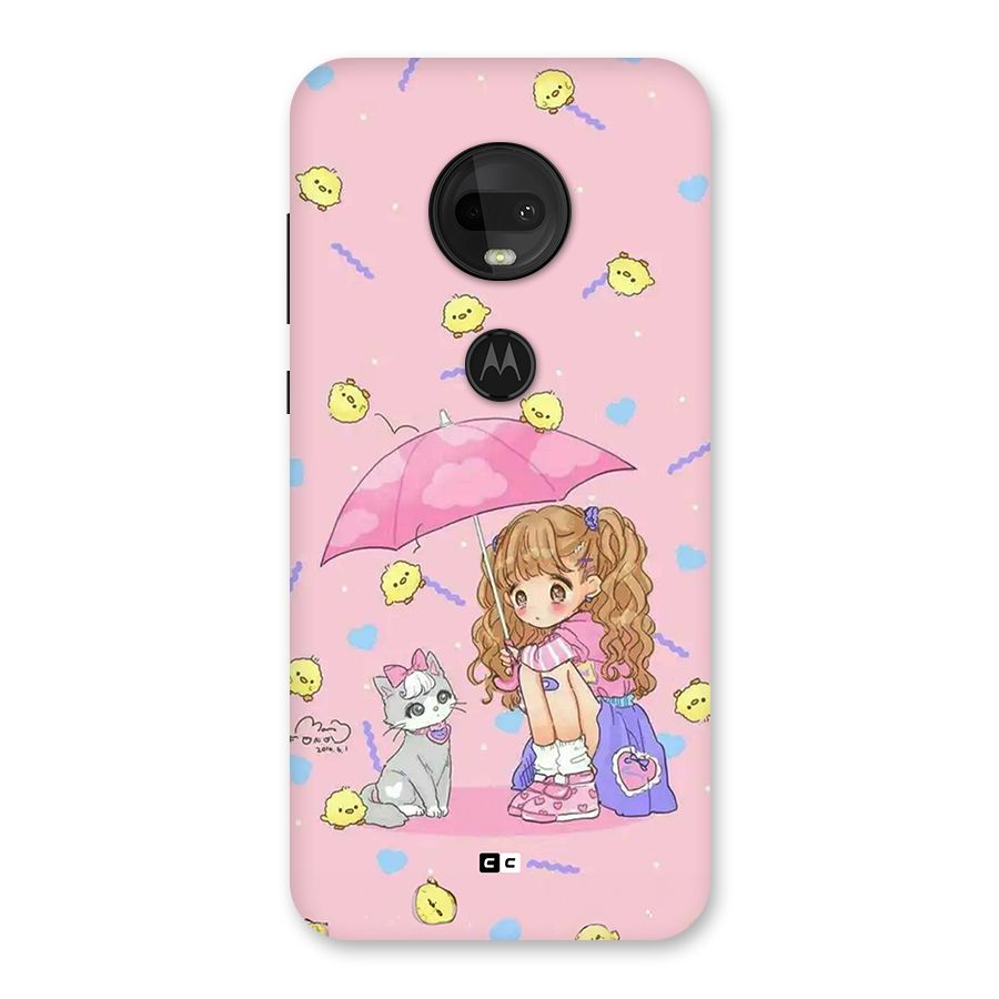 Girl With Cat Back Case for Moto G7