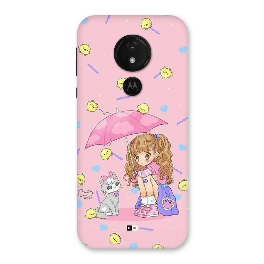 Girl With Cat Back Case for Moto G7 Power