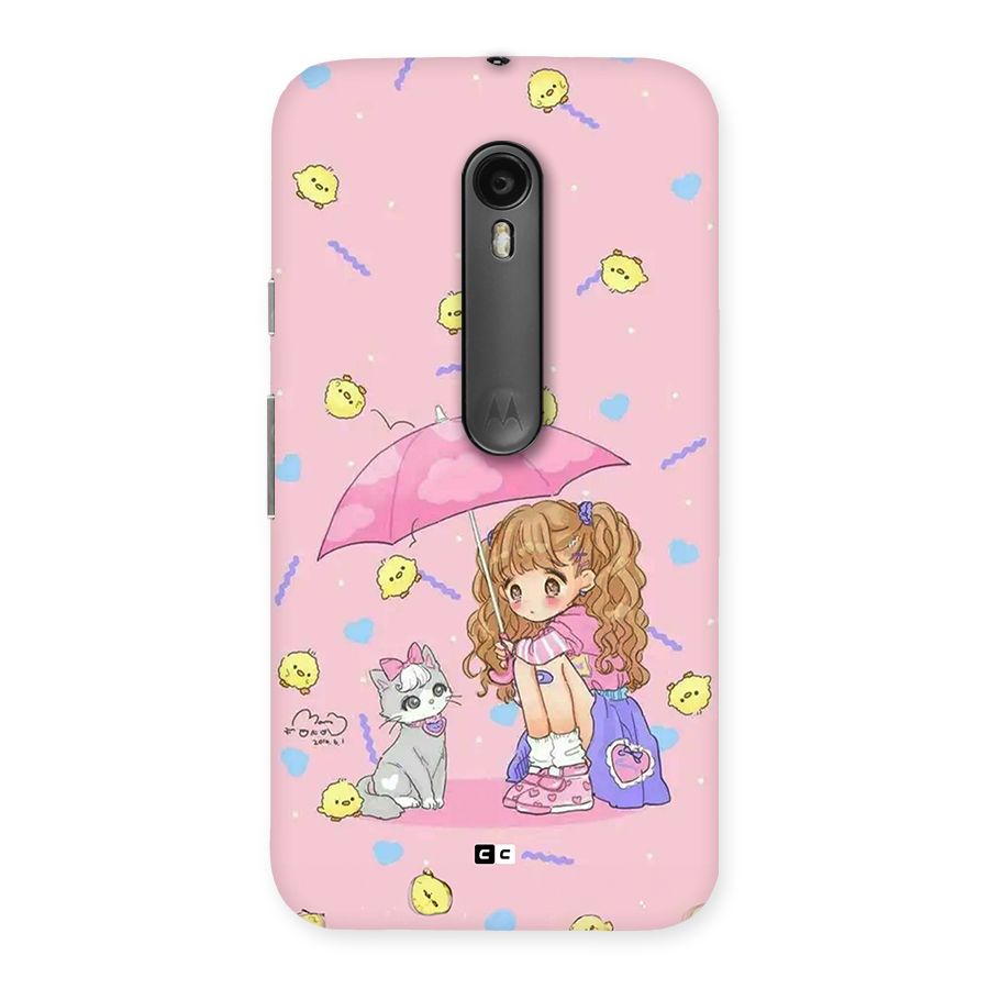 Girl With Cat Back Case for Moto G Turbo