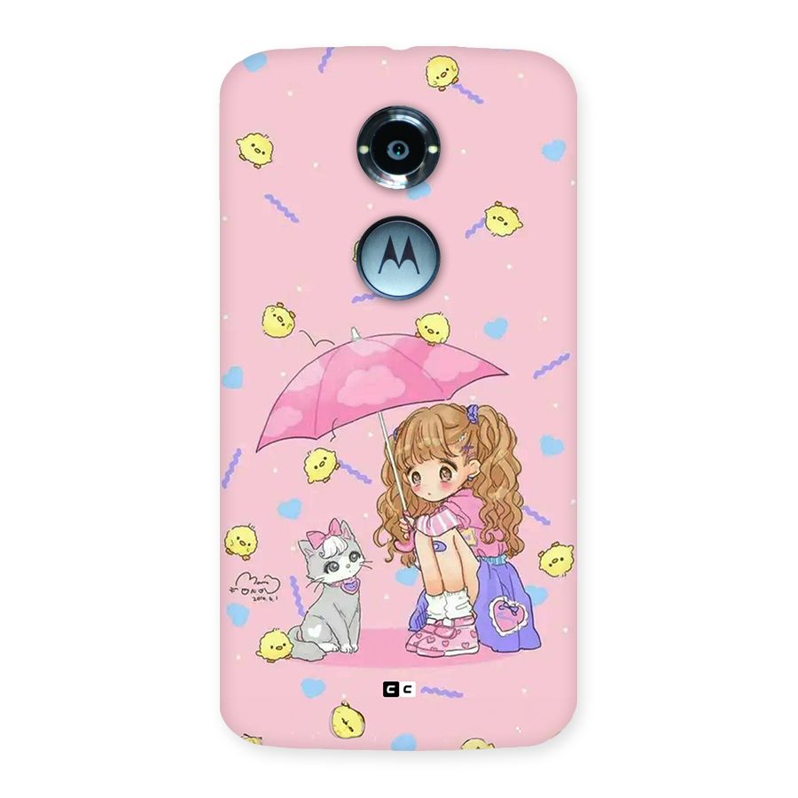 Girl With Cat Back Case for Moto X2