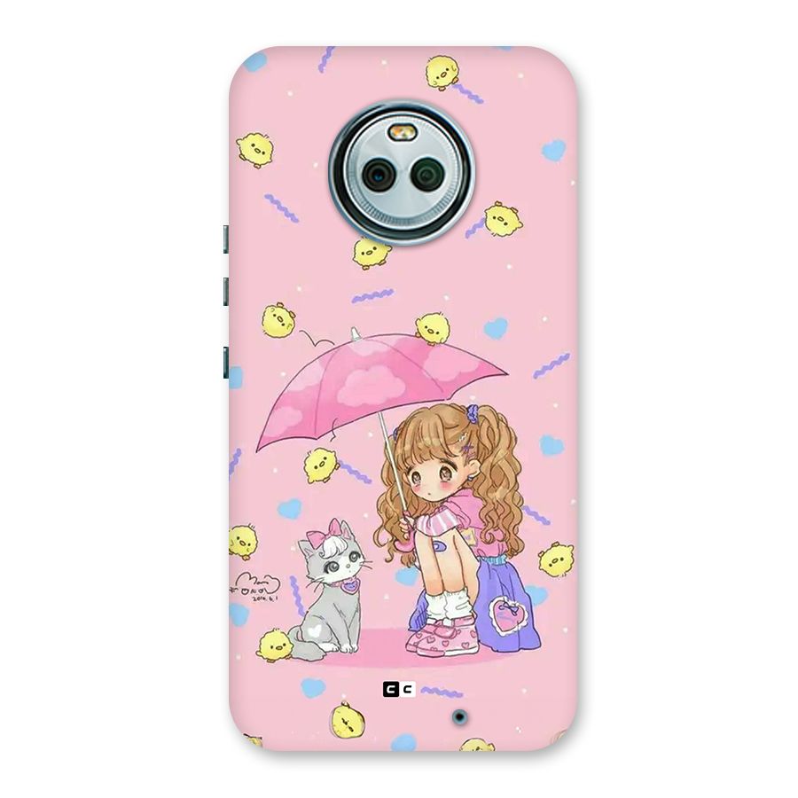 Girl With Cat Back Case for Moto X4
