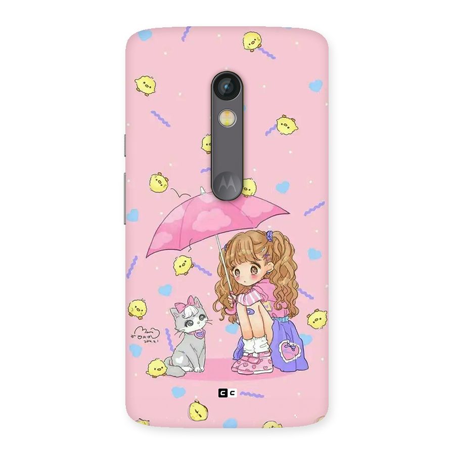 Girl With Cat Back Case for Moto X Play