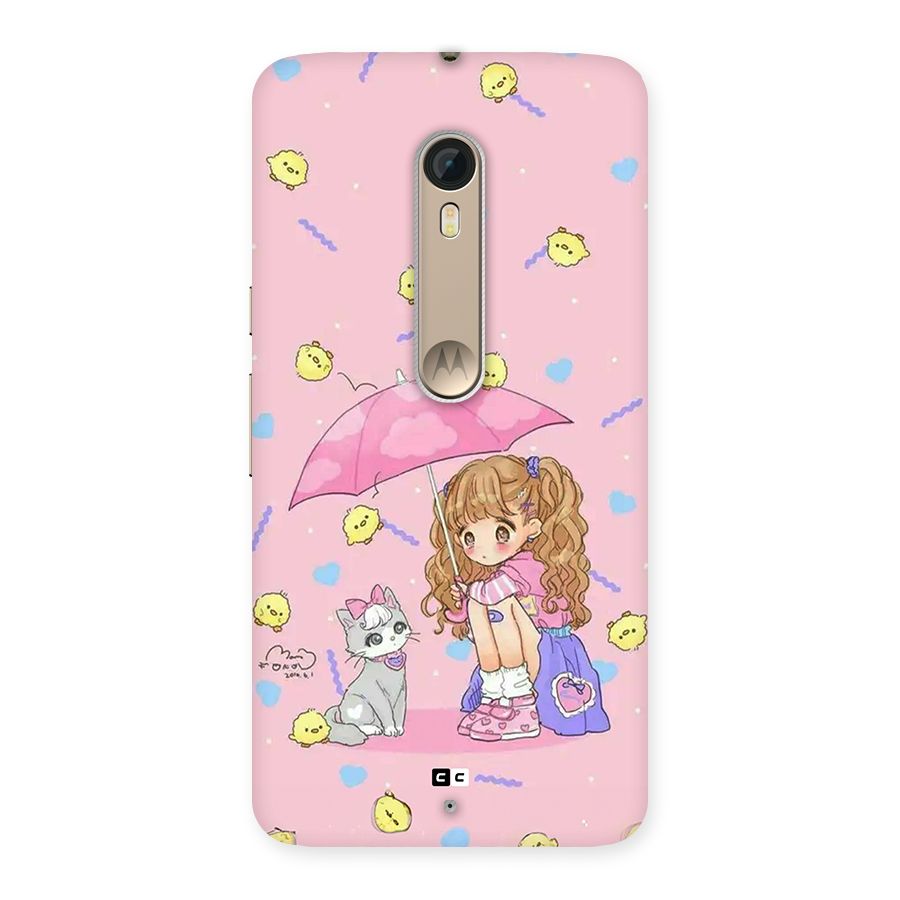 Girl With Cat Back Case for Moto X Style