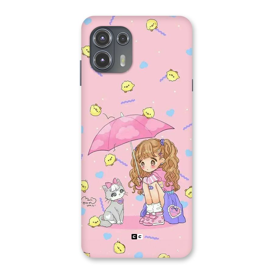 Girl With Cat Back Case for Motorola Edge 20 Fusion