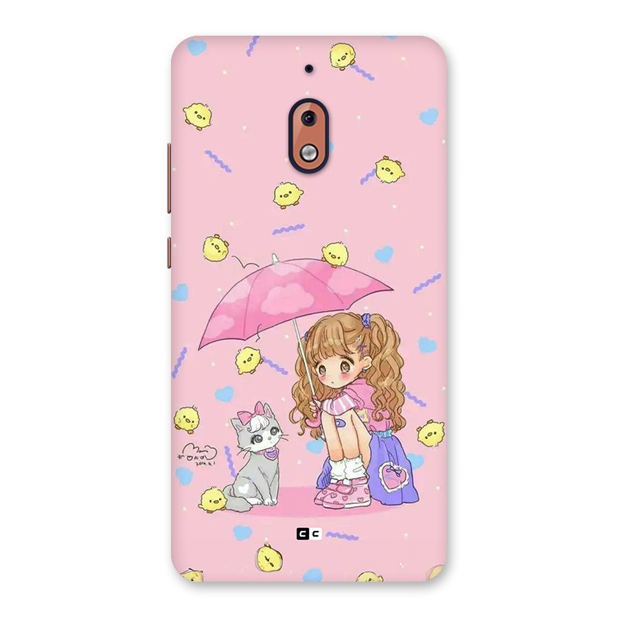 Girl With Cat Back Case for Nokia 2.1