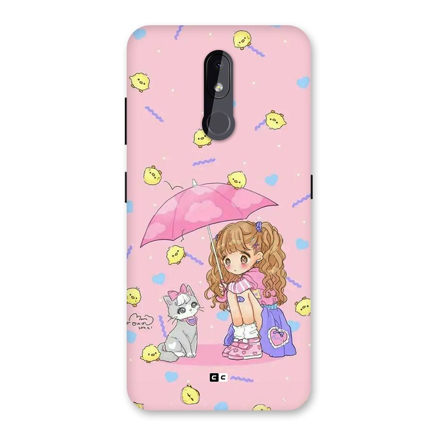 Girl With Cat Back Case for Nokia 3.2