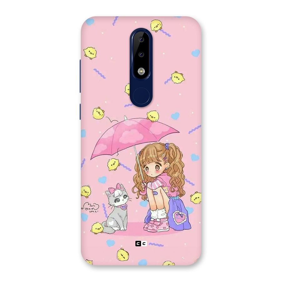 Girl With Cat Back Case for Nokia 5.1 Plus