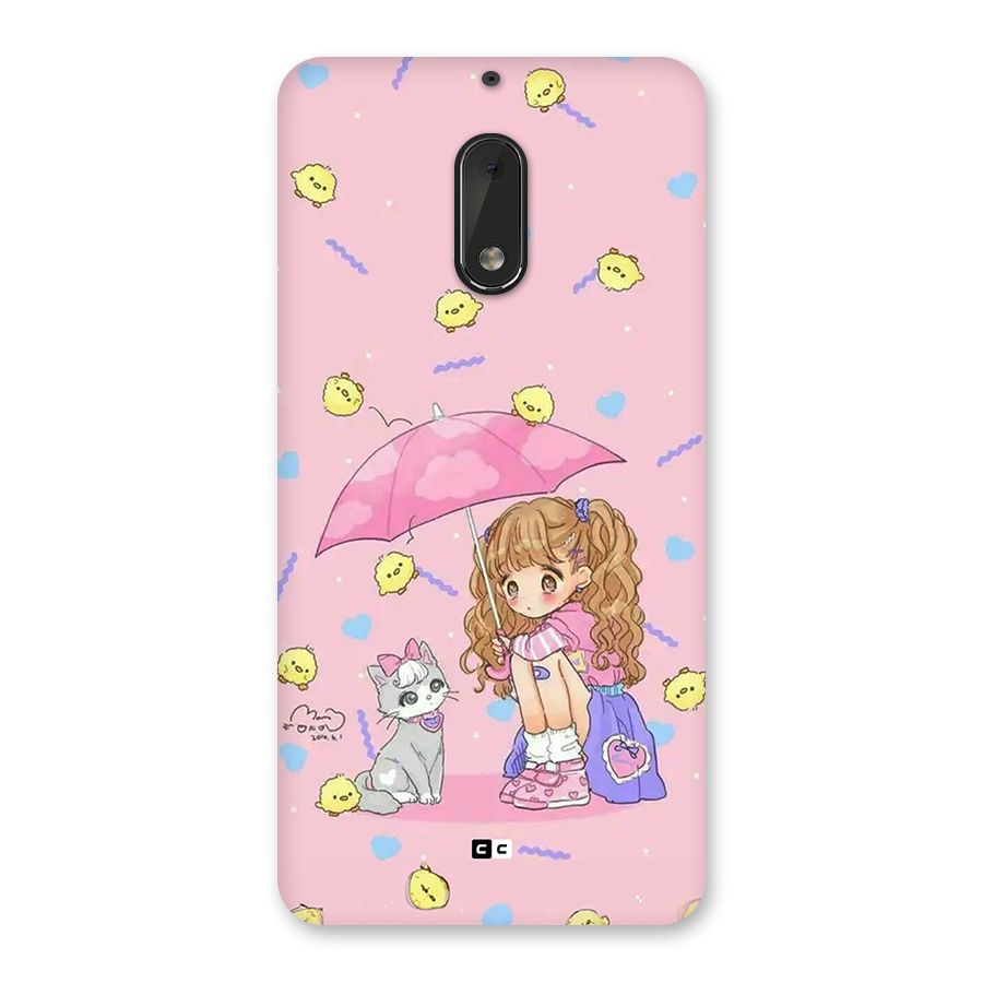 Girl With Cat Back Case for Nokia 6