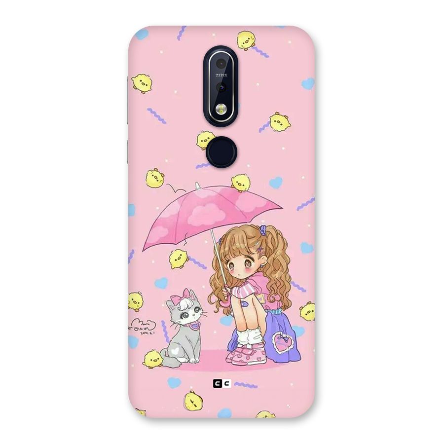 Girl With Cat Back Case for Nokia 7.1