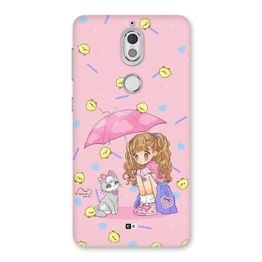 Girl With Cat Back Case for Nokia 7