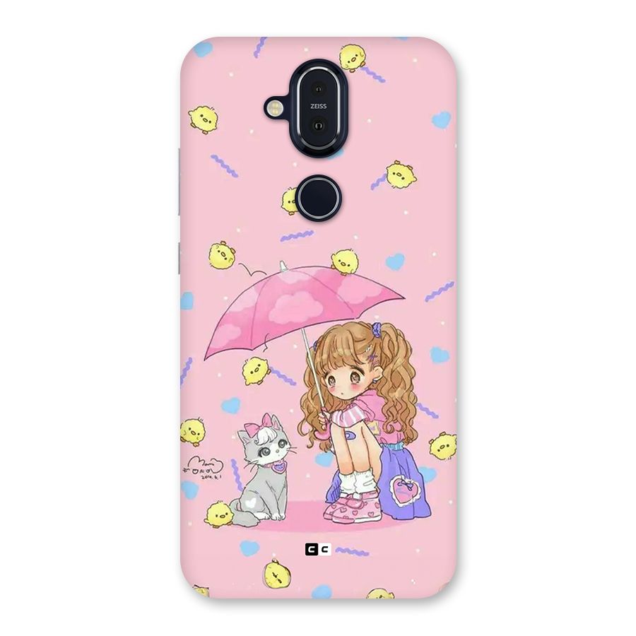 Girl With Cat Back Case for Nokia 8.1