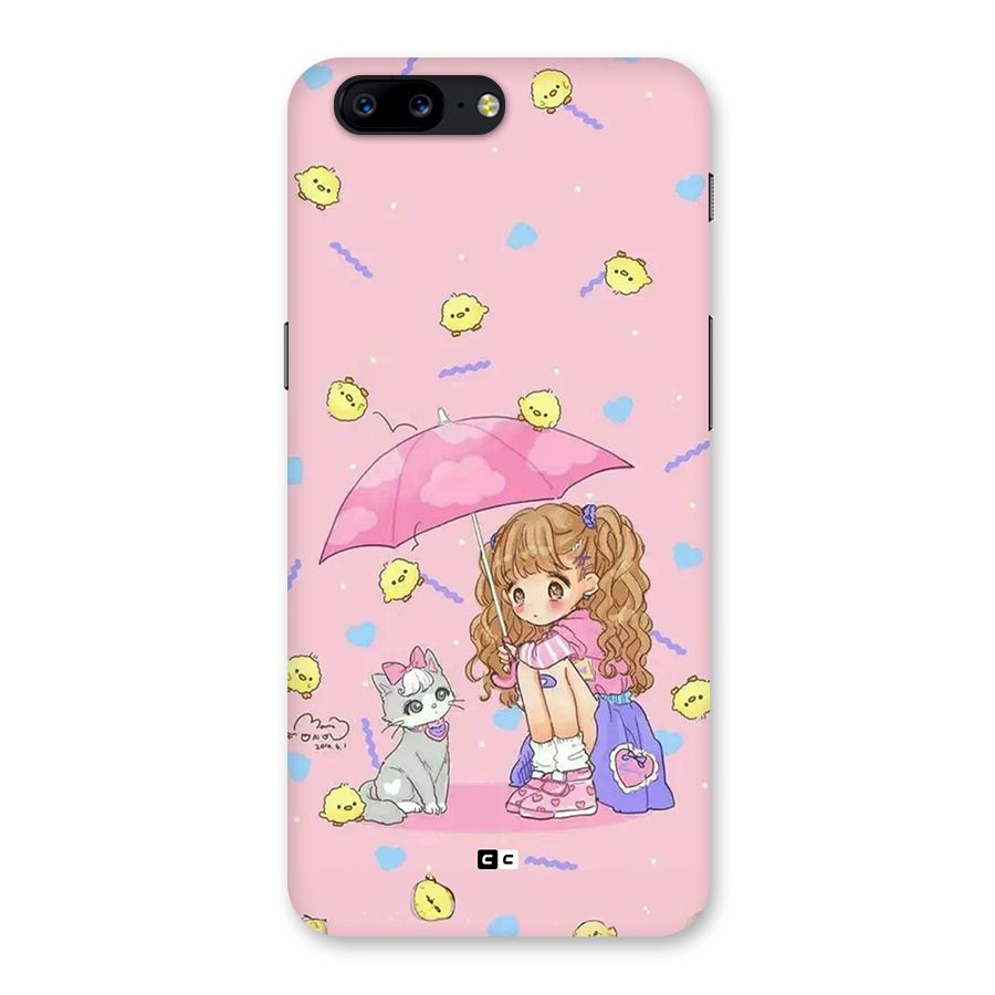Girl With Cat Back Case for OnePlus 5