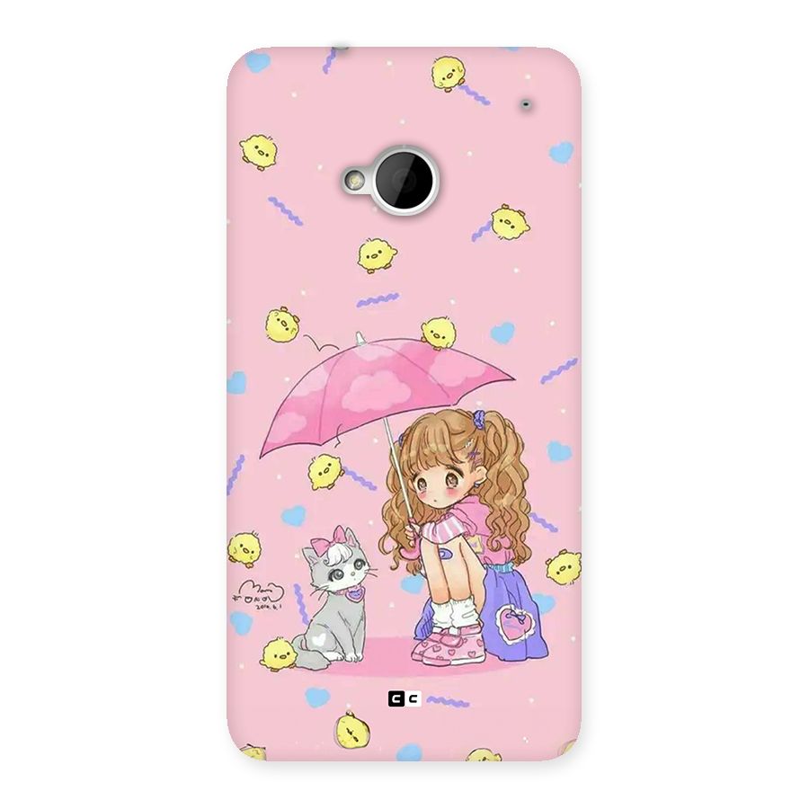 Girl With Cat Back Case for One M7 (Single Sim)