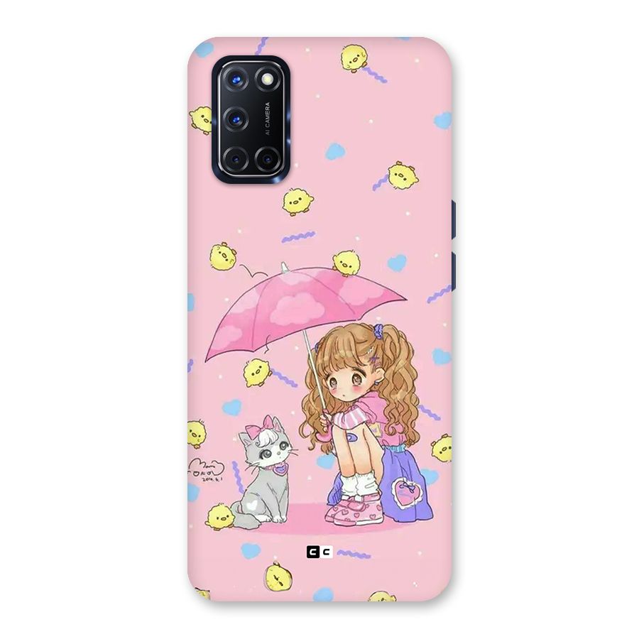 Girl With Cat Back Case for Oppo A52