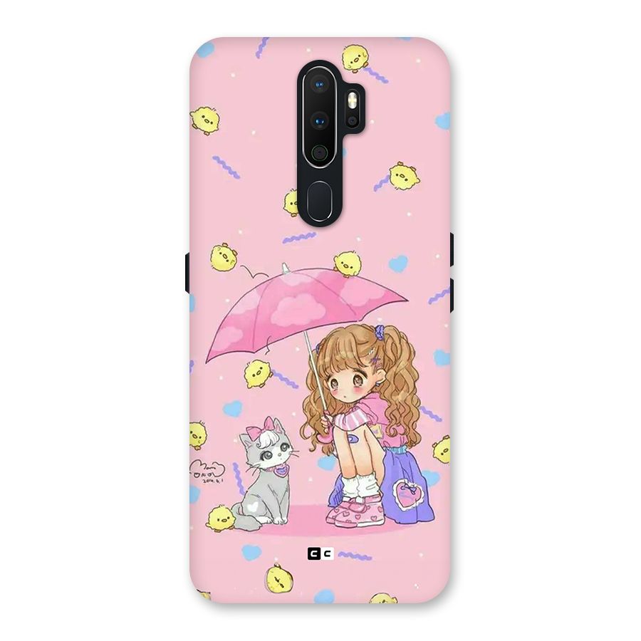 Girl With Cat Back Case for Oppo A5 (2020)
