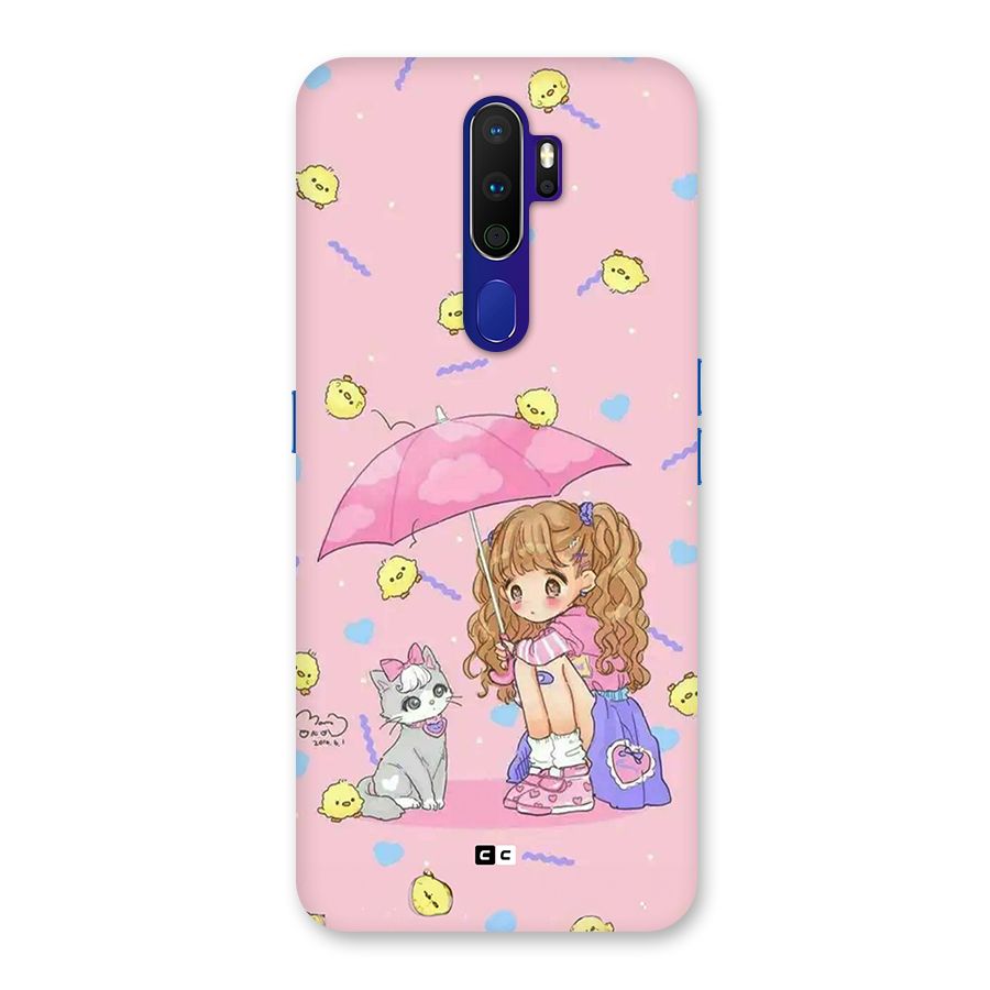 Girl With Cat Back Case for Oppo A9 (2020)