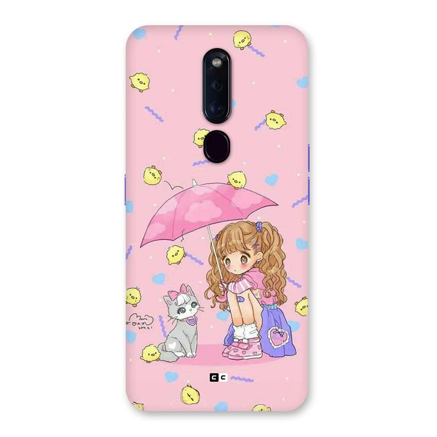 Girl With Cat Back Case for Oppo F11 Pro