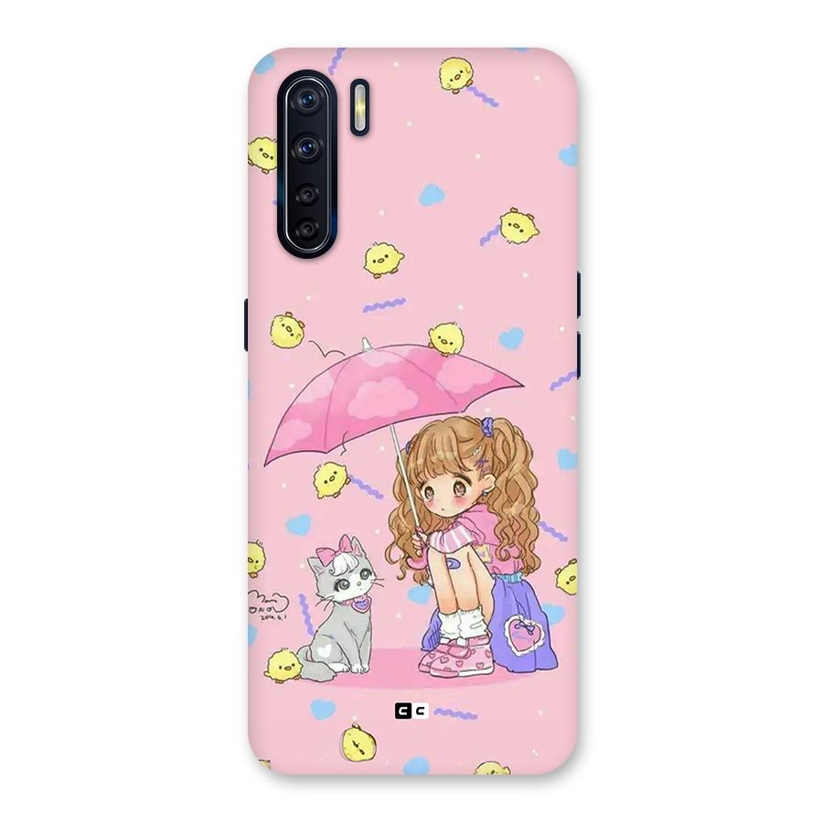 Girl With Cat Back Case for Oppo F15