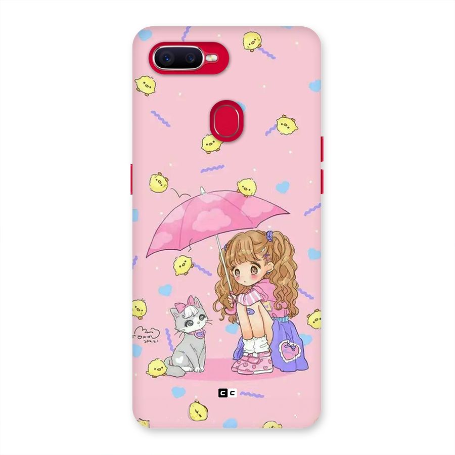 Girl With Cat Back Case for Oppo F9 Pro