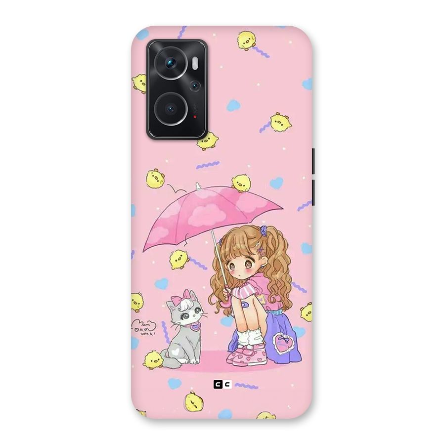 Girl With Cat Back Case for Oppo K10 4G