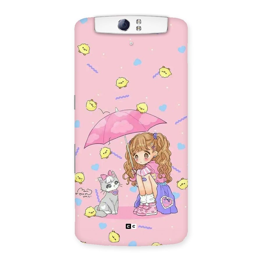 Girl With Cat Back Case for Oppo N1