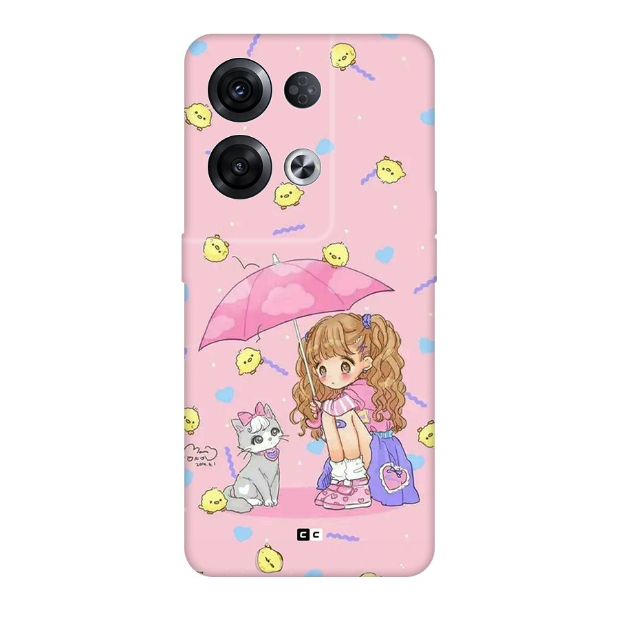 Girl With Cat Back Case for Oppo Reno8 Pro 5G