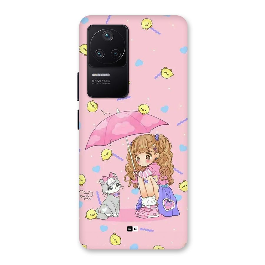Girl With Cat Back Case for Poco F4 5G