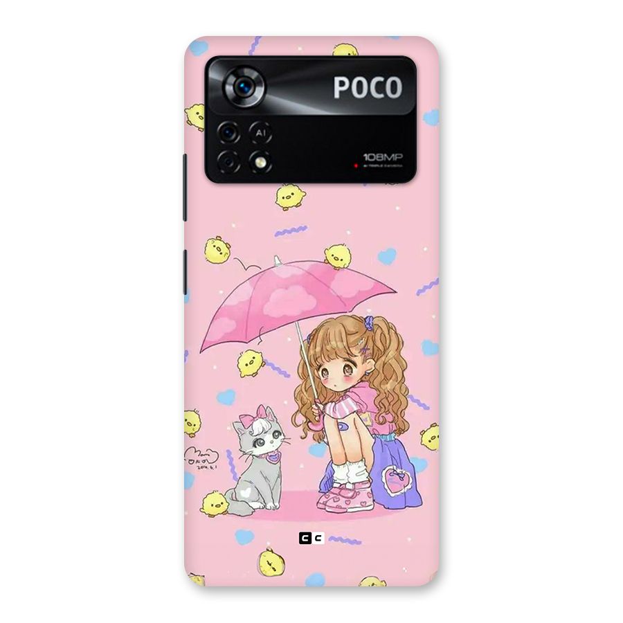 Girl With Cat Back Case for Poco X4 Pro 5G