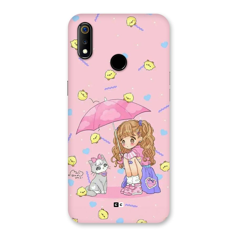 Girl With Cat Back Case for Realme 3