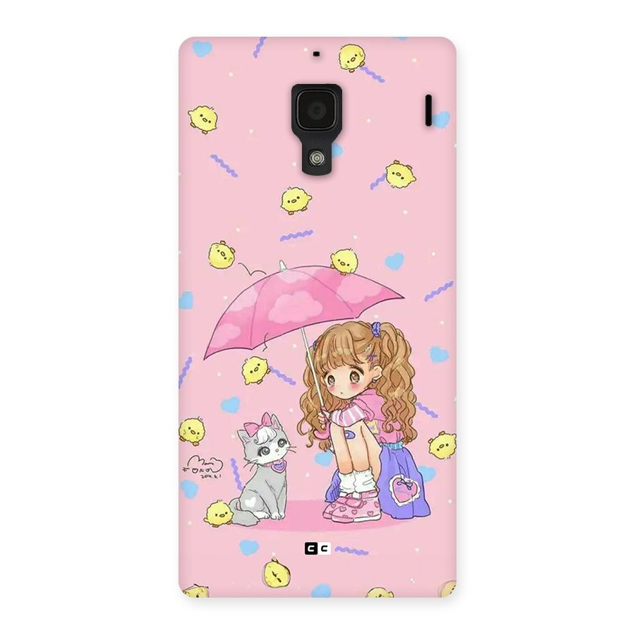 Girl With Cat Back Case for Redmi 1s