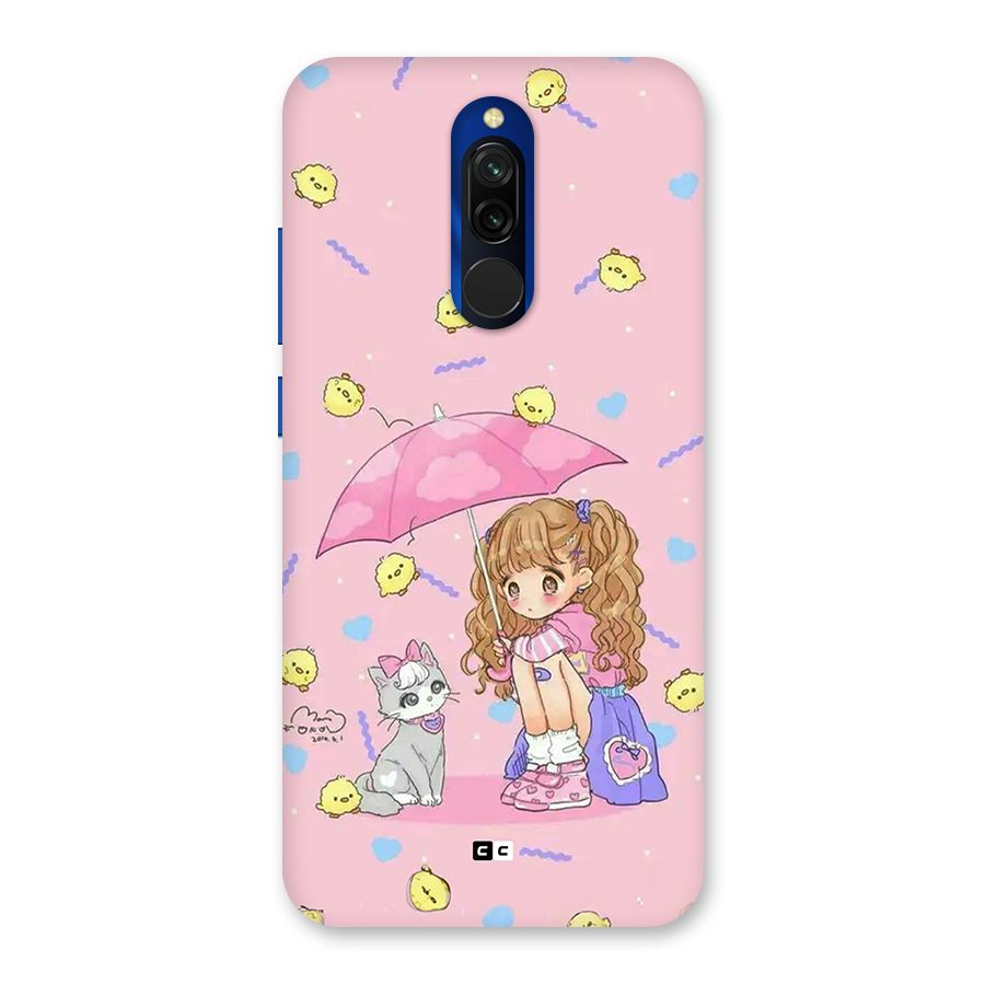 Girl With Cat Back Case for Redmi 8