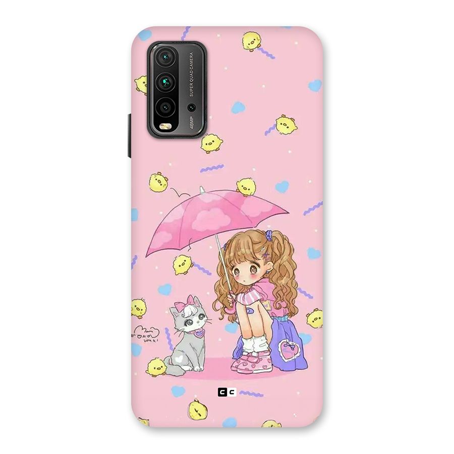 Girl With Cat Back Case for Redmi 9 Power