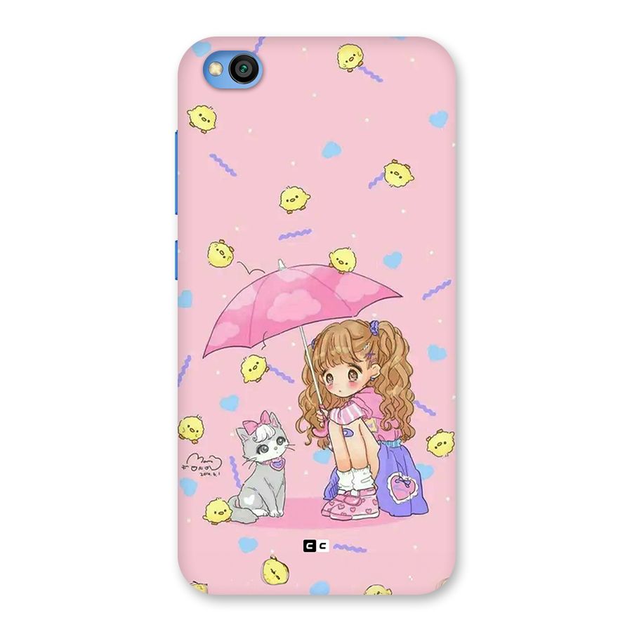 Girl With Cat Back Case for Redmi Go