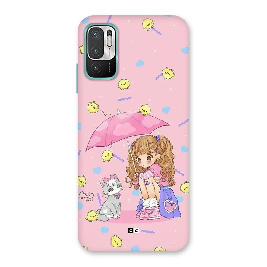 Girl With Cat Back Case for Redmi Note 10T 5G