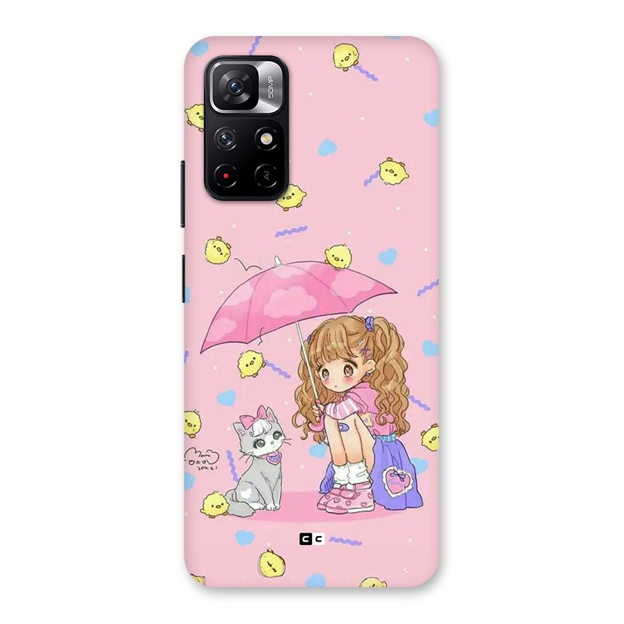 Girl With Cat Back Case for Redmi Note 11T 5G