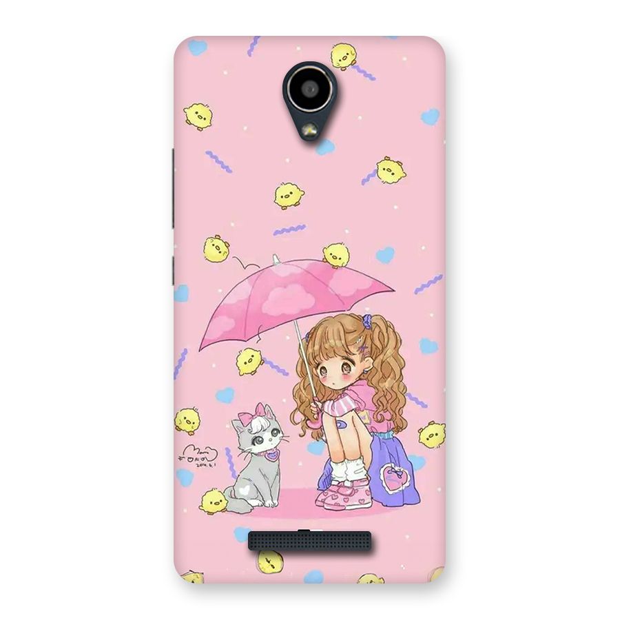 Girl With Cat Back Case for Redmi Note 2